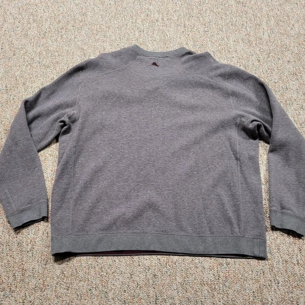 Tommy Bahama Sweatshirt Mens XL Grey Reversible Split Neck Pullover Knit Sweater